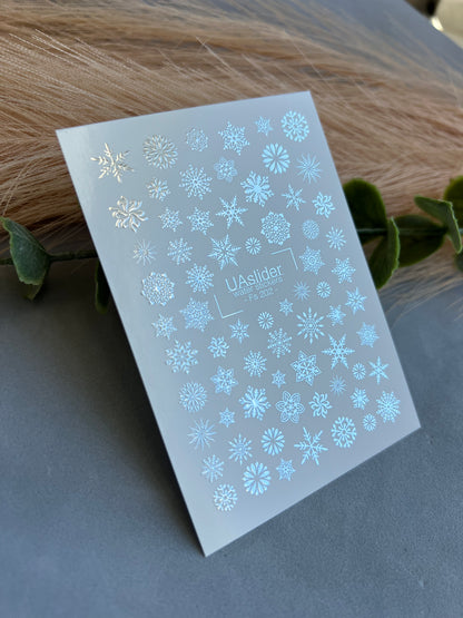 Nagel Wasserabziehbild Fs-202 | Wasserfolien Nagelabziehbilder Schneeflocken | Winterurlaub Design