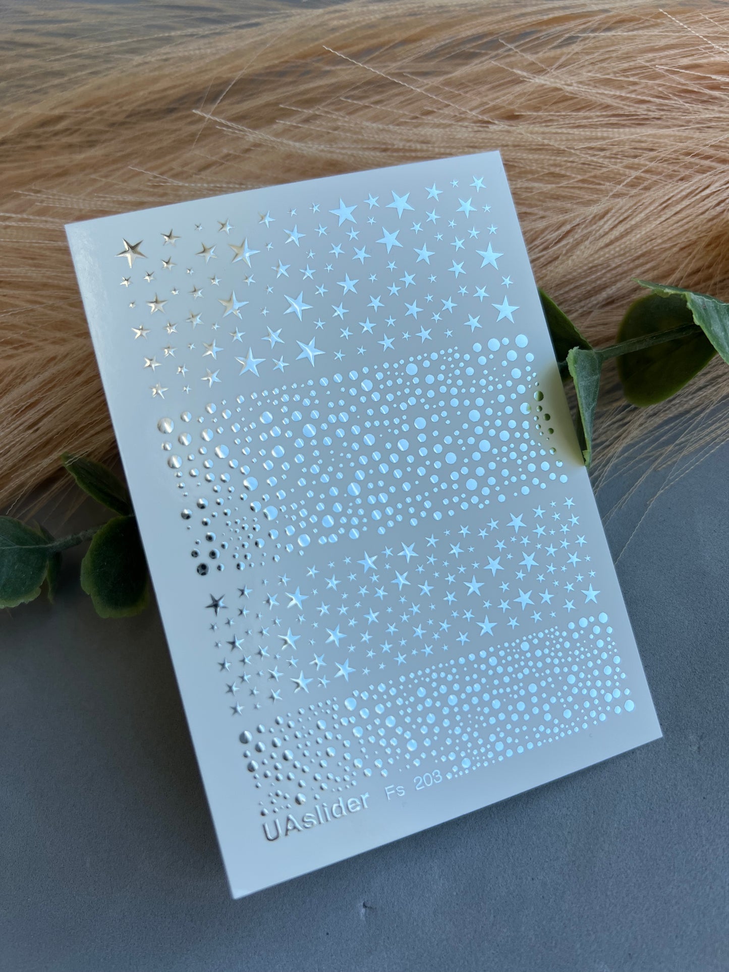 Adesivo per Unghie Fs-203 | Adesivi per Unghie a Scivolamento d'Acqua Stelle e Punti | Design Cosmico Minimalista