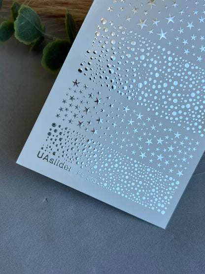 Adesivo per Unghie Fs-203 | Adesivi per Unghie a Scivolamento d'Acqua Stelle e Punti | Design Cosmico Minimalista