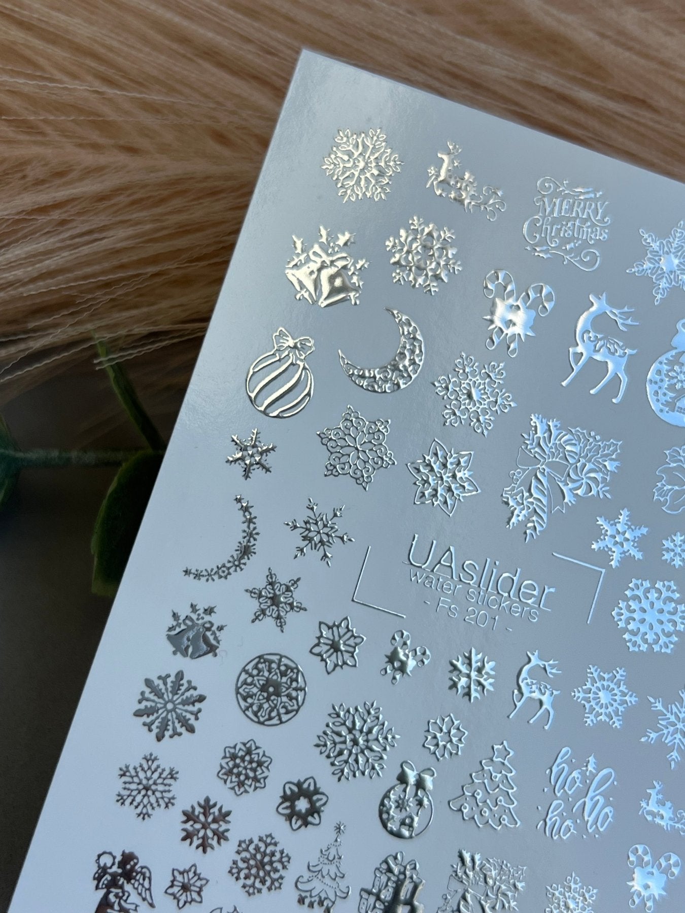Nail Water Decal Fs-201 | Water Slide Nail Decals Christmas | Snowflakes, Reindeer and Holiday Ornaments - UASLIDER