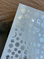 Nail Water Decal Fs-201 | Water Slide Nail Decals Christmas | Snowflakes, Reindeer and Holiday Ornaments - UASLIDER