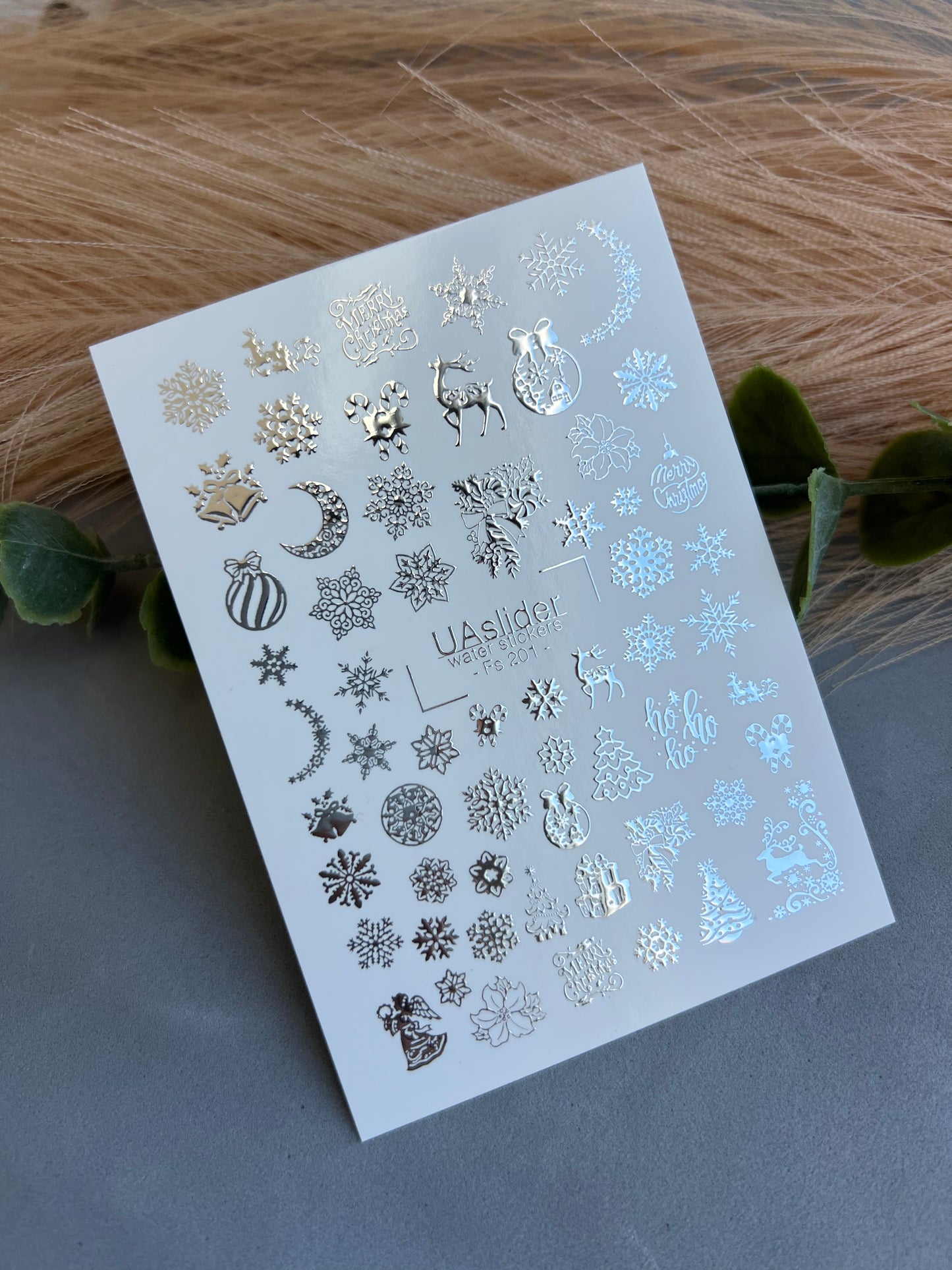 Nail Water Decal Fs-201 | Water Slide Nail Decals Christmas | Snowflakes, Reindeer and Holiday Ornaments