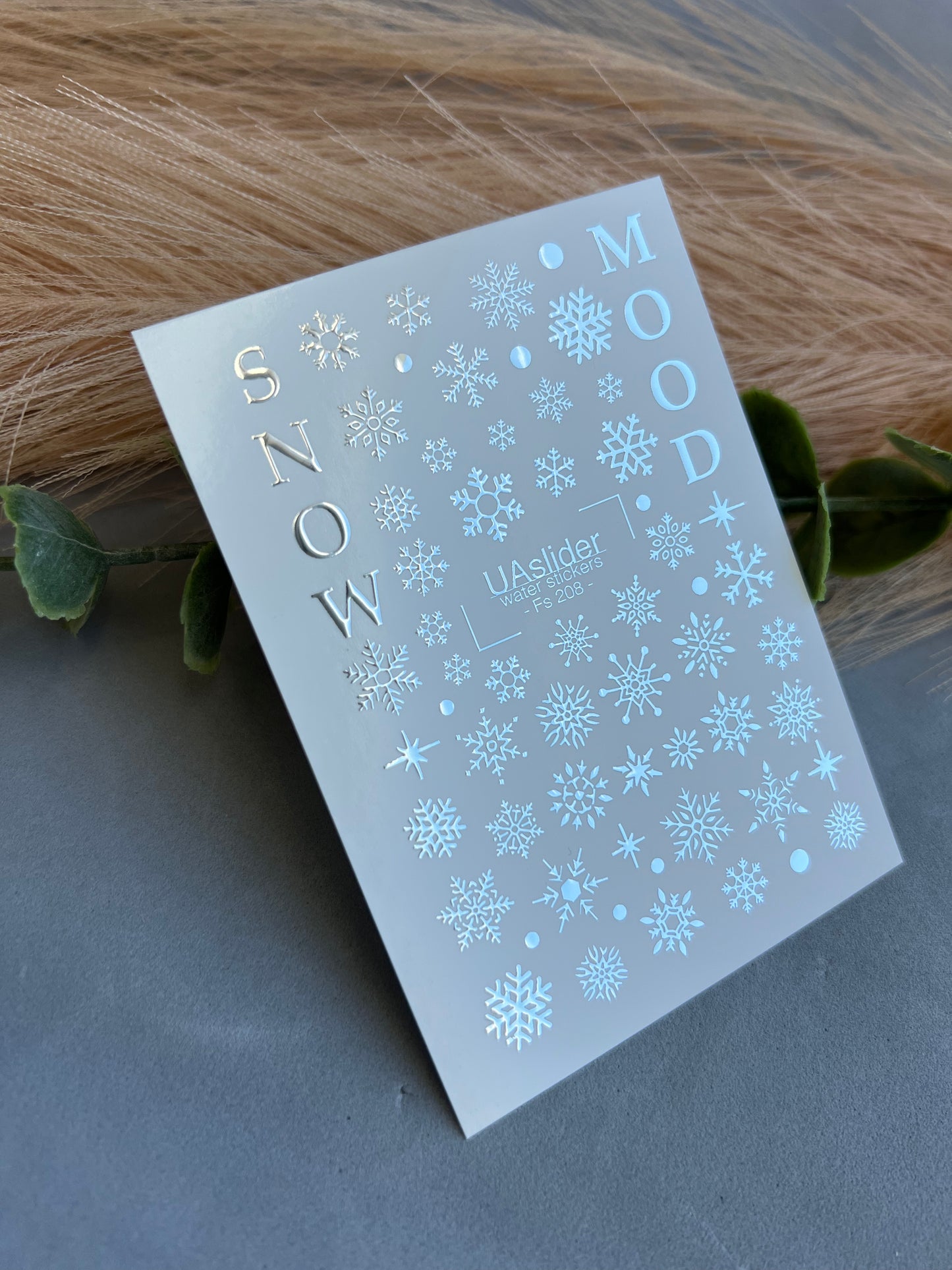 Adesivo per unghie Fs-208 | Adesivi per unghie a scivolamento ad acqua Fiocchi di neve | Design invernale Snow Mood