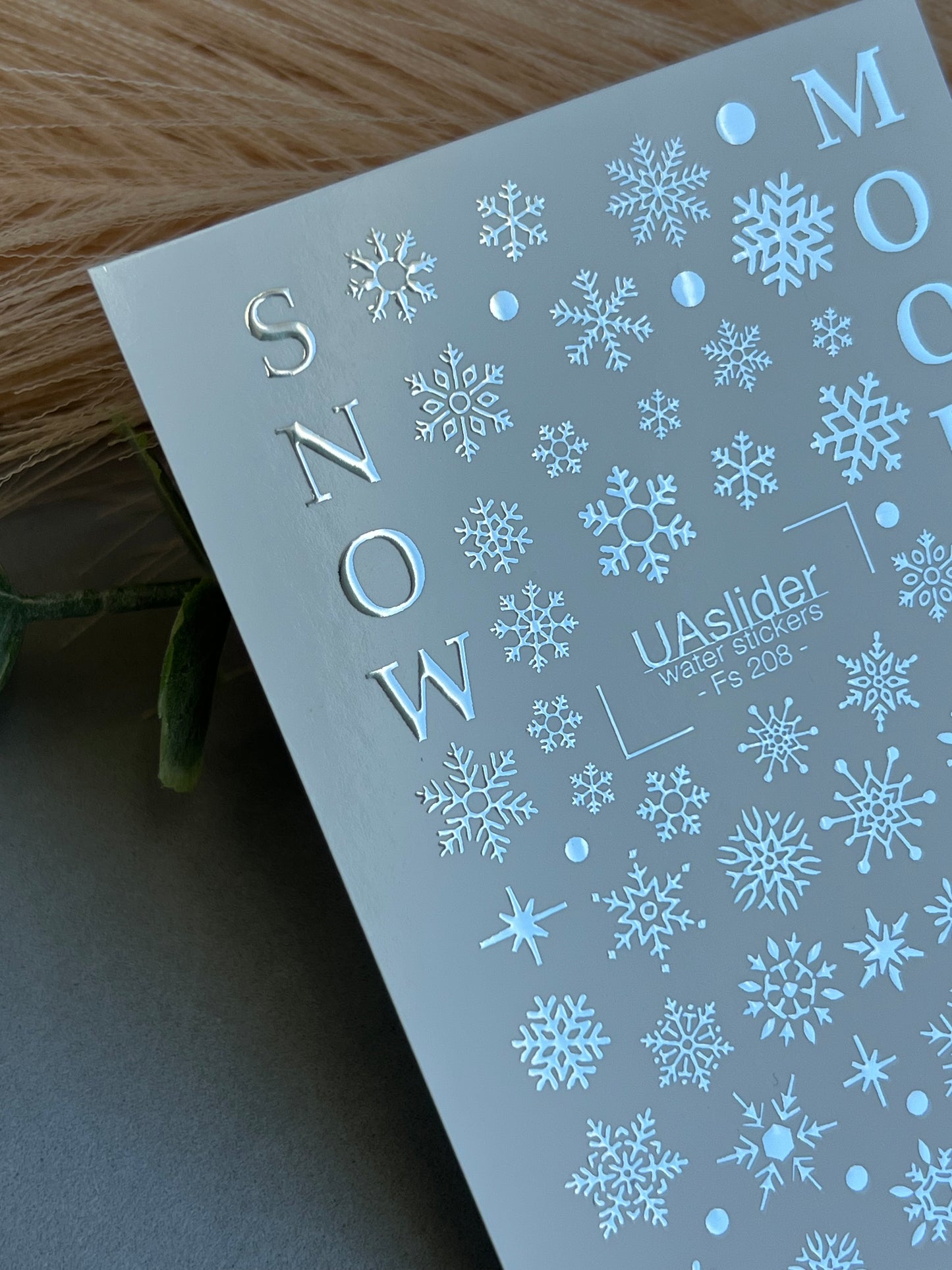 Adesivo per unghie Fs-208 | Adesivi per unghie a scivolamento ad acqua Fiocchi di neve | Design invernale Snow Mood