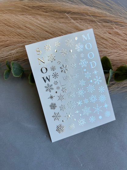 Adesivo per unghie Fs-208 | Adesivi per unghie a scivolamento ad acqua Fiocchi di neve | Design invernale Snow Mood