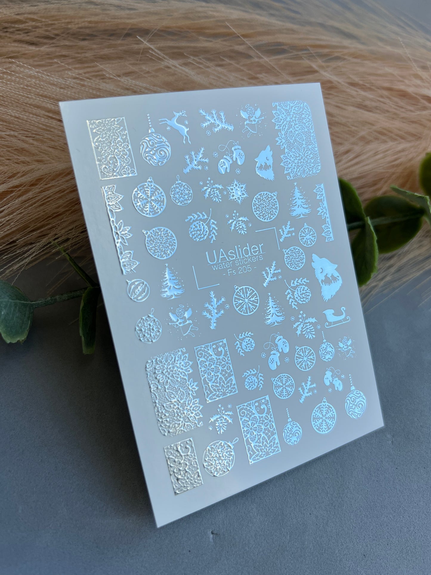 Nail Water Decal Fs-205 | Water Slide Nail Decals Christmas Ornaments | Snowflakes, Trees and Full Cover