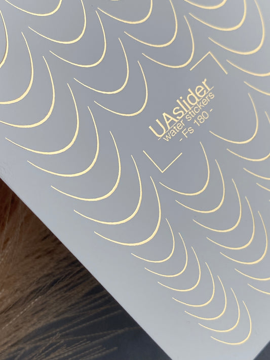 Nail Water Decal Fg-180 | Gold Foil Water Slide Nail Decals | Classic French Tips