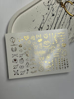 Nail Water Decal Fg-151 | Gold Foil Water Slide Nail Decals | Romantic Love Symbols - UASLIDER