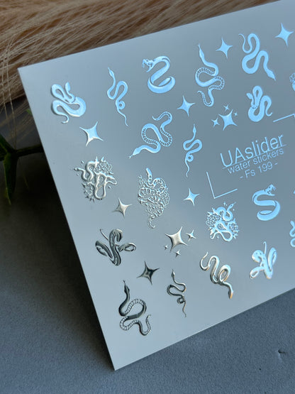 Nail Water Decal Fs-199 | Water Slide Nail Decals Snakes | Stars and Mystical Design