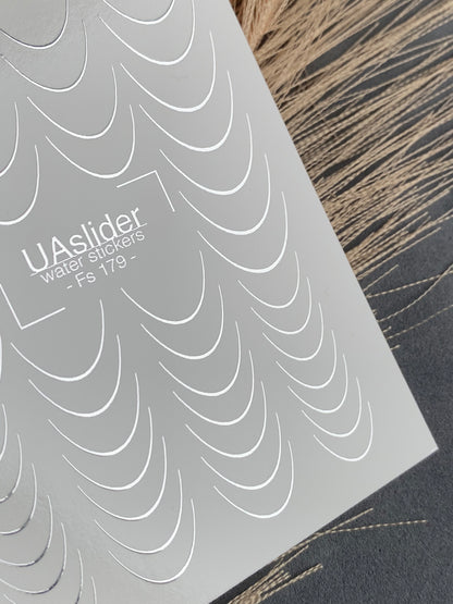 Nail Water Decal Fs-179 | Water Slide Nail Decals French | Silver Classic Smile Lines