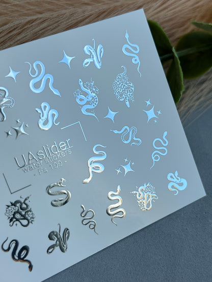 Nail Water Decal Fs-199 | Water Slide Nail Decals Snakes | Stars and Mystical Design