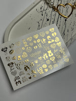 Nail Water Decal Fg-124 | Water Slide Nail Decals with Gold Hearts & Love Quotes | Romantic Valentine - UASLIDER