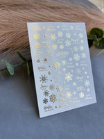 Nail Water Decal Fg-092 | Water Slide Nail Decals | Gold Snowflakes & Winter Quotes - UASLIDER