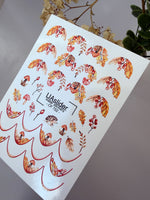 Nail Water Decal CF-752 | Water Slide Nail Decals | Autumn Leaves and Mushrooms Design
