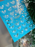 Nail Water Decal CF-750 | Water Slide Nail Decals | Gold and White Snowflake French Tips