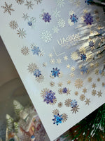 Nail Water Decal CF-744 | Water Slide Nail Decals | Blue and Gold Snowflakes