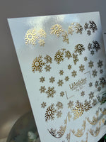 Nail Water Decal Fg-301 | Water Slide Nail Decals | Gold Snowflake French Design