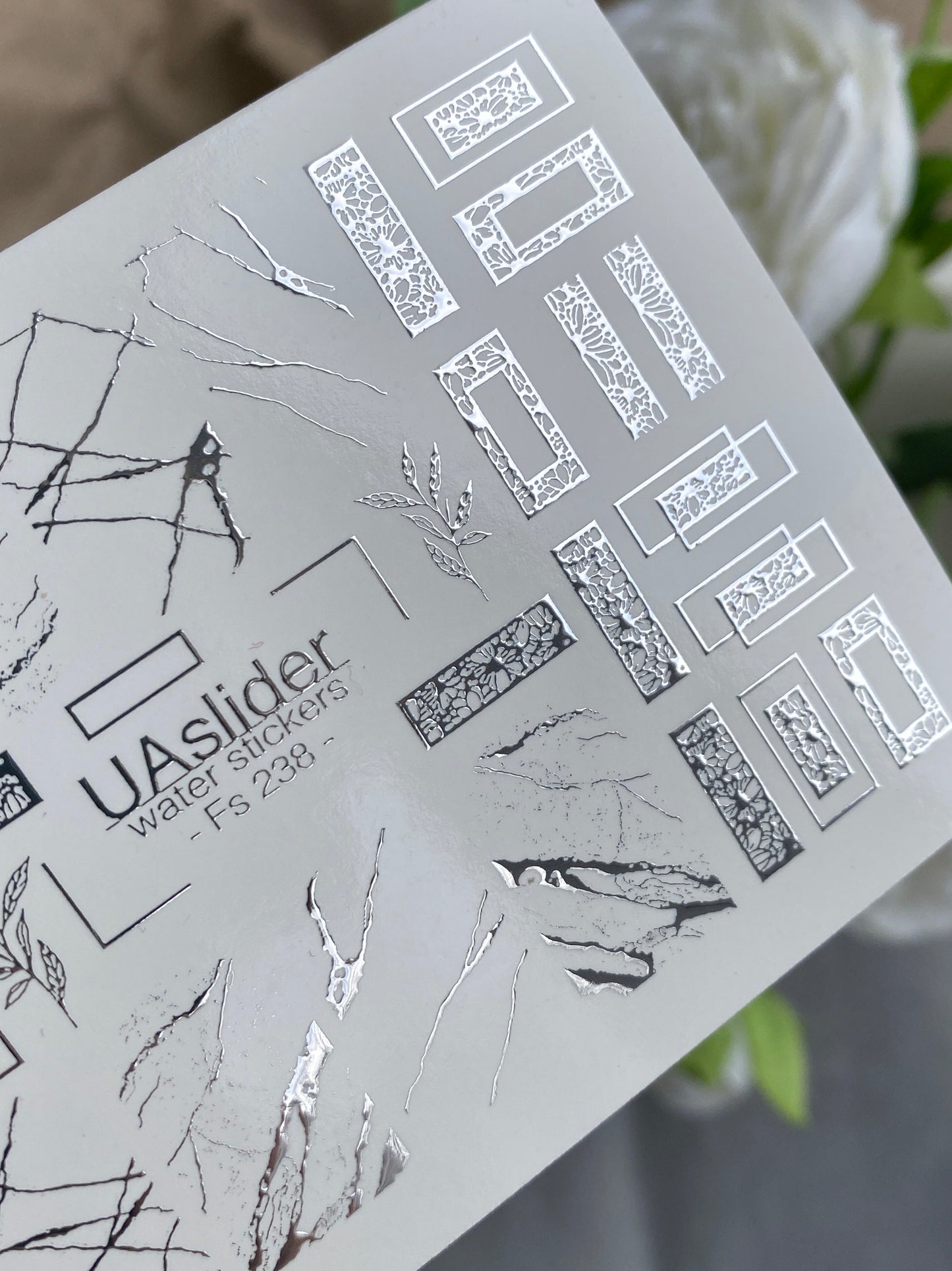 Nail Water Decal Fs-238 | Water Slide Nail Decals Marble Crack and Geometry | Modern Abstract Nail Art