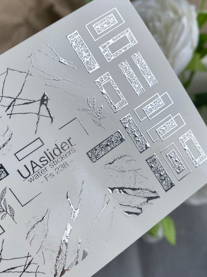 Nail Water Decal Fs-238 | Water Slide Nail Decals Marble Crack and Geometry | Modern Abstract Nail Art