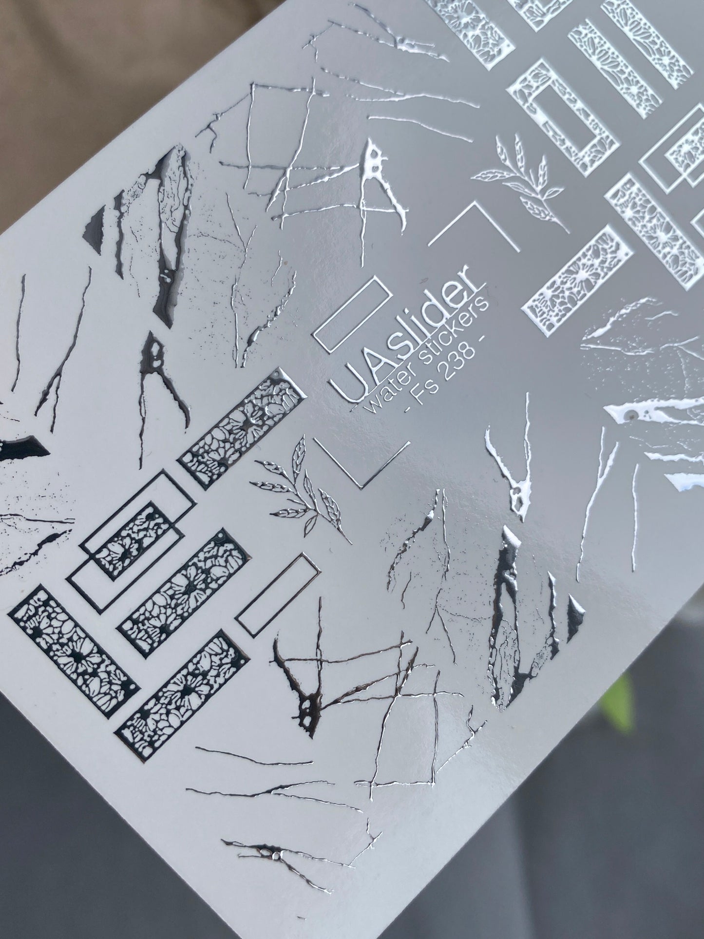 Nail Water Decal Fs-238 | Water Slide Nail Decals Marble Crack and Geometry | Modern Abstract Nail Art