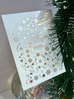 Nail Water Decal Fg-302 | Water Slide Nail Decals | Gold Snowflakes and Ribbons