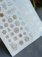Nail Water Decal Fg-106 | Water Slide Nail Decals with Gold Snowflakes | Christmas Holiday - UASLIDER