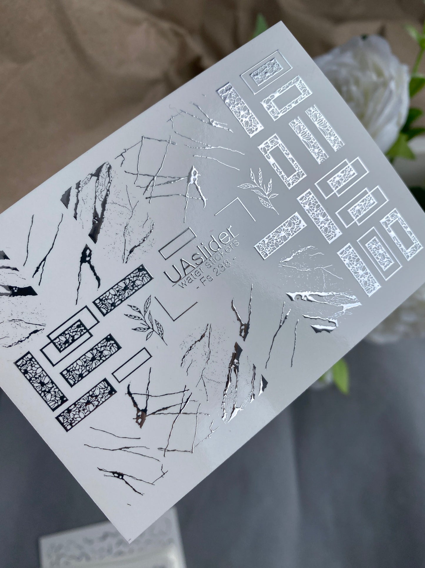 Nail Water Decal Fs-238 | Water Slide Nail Decals Marble Crack and Geometry | Modern Abstract Nail Art