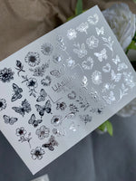 Nail Water Decal Fs-236 | Water Slide Nail Decals Butterfly and Flowers | Delicate Floral Nail Art - UASLIDER
