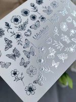Nail Water Decal Fs-236 | Water Slide Nail Decals Butterfly and Flowers | Delicate Floral Nail Art - UASLIDER