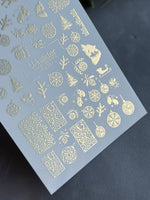 Nail Water Decal Fg-107 | Water Slide Nail Decals with Gold Christmas Ornaments | Festive Holiday - UASLIDER