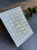 Nail Water Decal Fg-106 | Water Slide Nail Decals with Gold Snowflakes | Christmas Holiday - UASLIDER