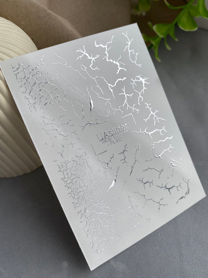 Nail Water Decal Fs-237 | Water Slide Nail Decals Crack Effect | Grunge Abstract Nail Art