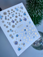 Nail Water Decal CF-744 | Water Slide Nail Decals | Blue and Gold Snowflakes