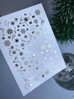 Nail Water Decal Fg-302 | Water Slide Nail Decals | Gold Snowflakes and Ribbons
