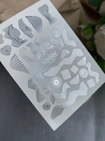 Nail Water Decal Fs-242 | Abstract Water Slide Nail Decals | Silver Foil Waves & Geometric Lines - UASLIDER