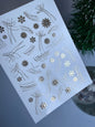 Nail Water Decal Fg-302 | Water Slide Nail Decals | Gold Snowflakes and Ribbons