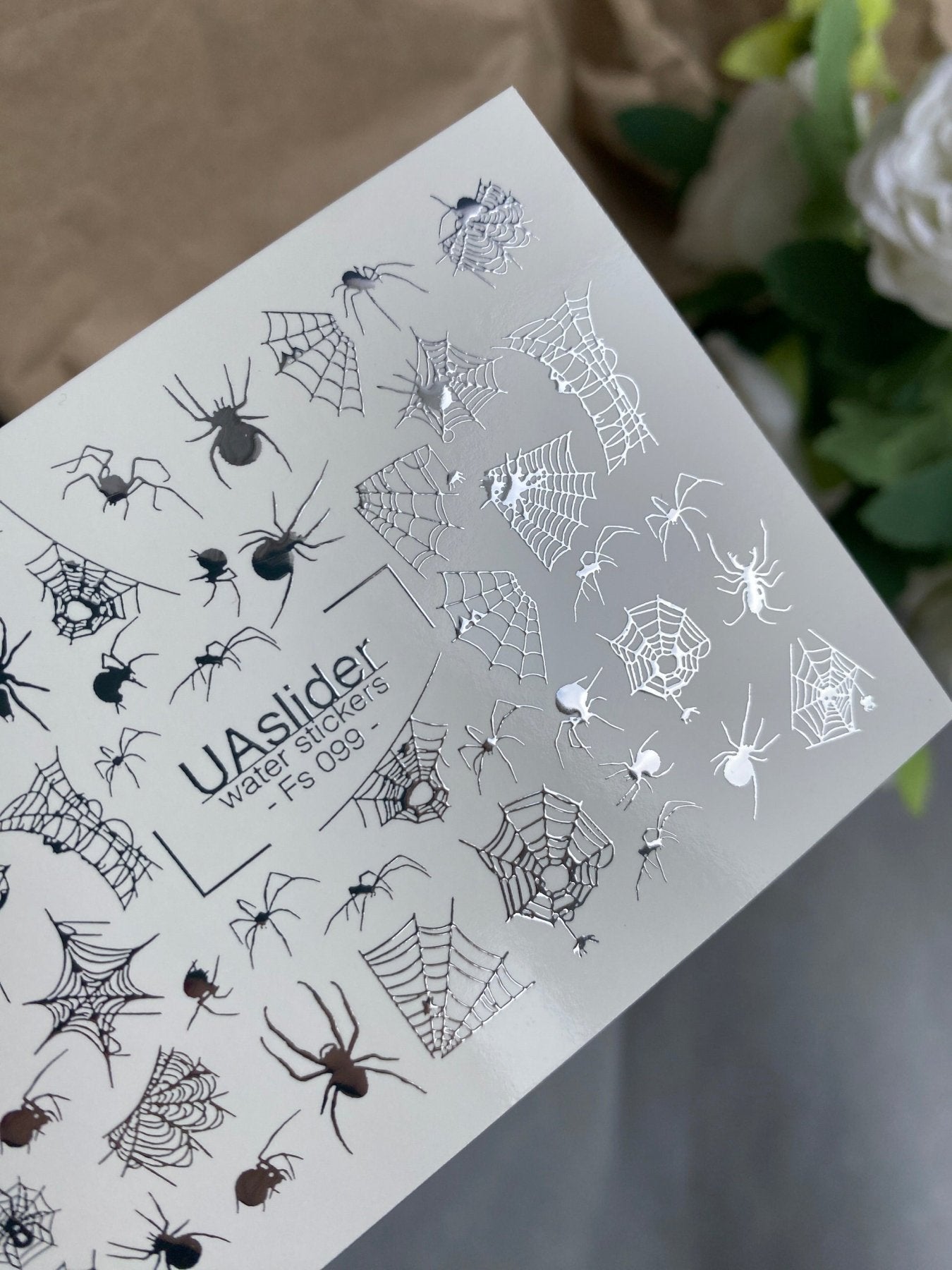 Nail Water Decal Fs-099 | Halloween Water Slide Nail Decals | Spiders and Webs - UASLIDER