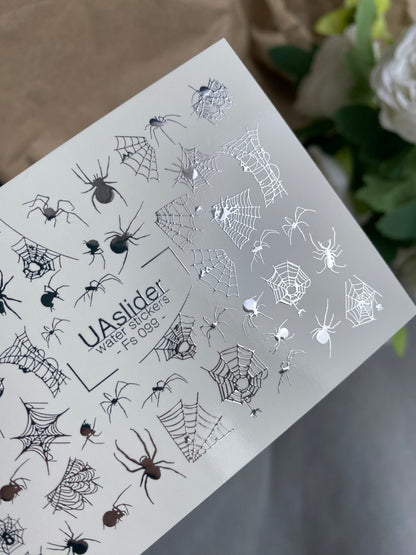 Nail Water Decal Fs-099 | Halloween Water Slide Nail Decals | Spiders and Webs