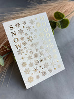 Nail Water Decal Fg-091 | Gold Foil Water Slide Nail Decals | Snowflakes & Winter Mood - UASLIDER