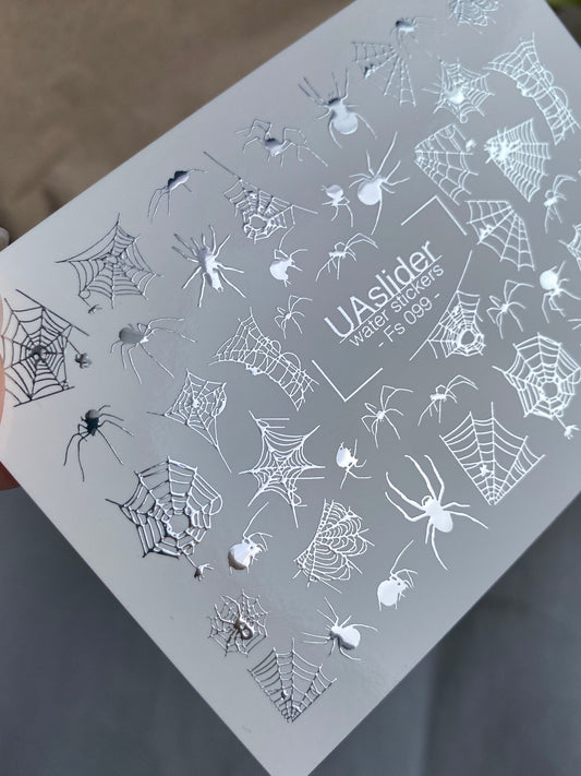 Nail Water Decal Fs-099 | Halloween Water Slide Nail Decals | Spiders and Webs