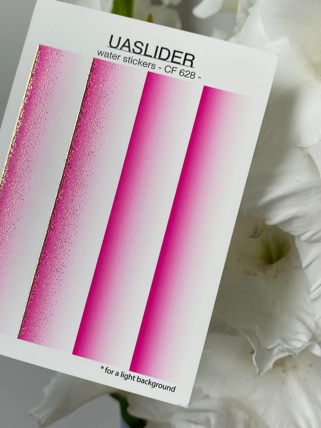 Nail Water Decal CF-628 | Gradient Water Slide Nail Decals | Pink Ombre & Glitter Strips