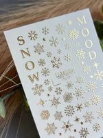 Nail Water Decal Fg-091 | Gold Foil Water Slide Nail Decals | Snowflakes & Winter Mood - UASLIDER