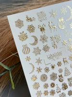 Nail Water Decal Fg-120 | Water Slide Nail Decals with Gold Christmas Designs | Holiday Magic - UASLIDER