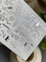 Nail Water Decal Fs-235 | Water Slide Nail Decals Abstract Doodles | Hearts and Artistic Lines - UASLIDER