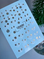 Nail Water Decal CF-748 | Water Slide Nail Decals | Christmas Ornaments and Gold Snowflakes