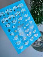 Nail Water Decal CF-748 | Water Slide Nail Decals | Christmas Ornaments and Gold Snowflakes