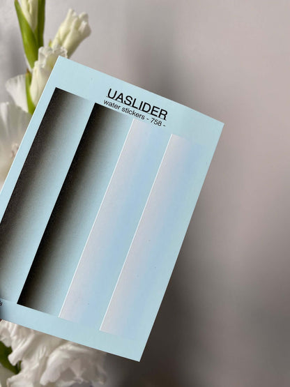 Nail Water Decal 758 featuring a blue backing and design patterns for vibrant nail art.