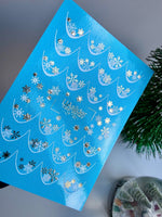 Nail Water Decal CF-750 | Water Slide Nail Decals | Gold and White Snowflake French Tips