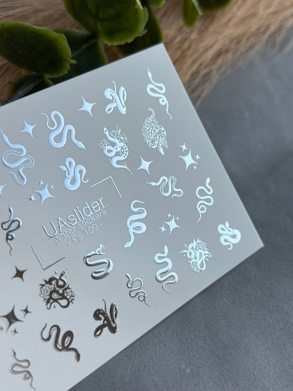 Nail Water Decal Fs-199 | Water Slide Nail Decals Snakes | Stars and Mystical Design
