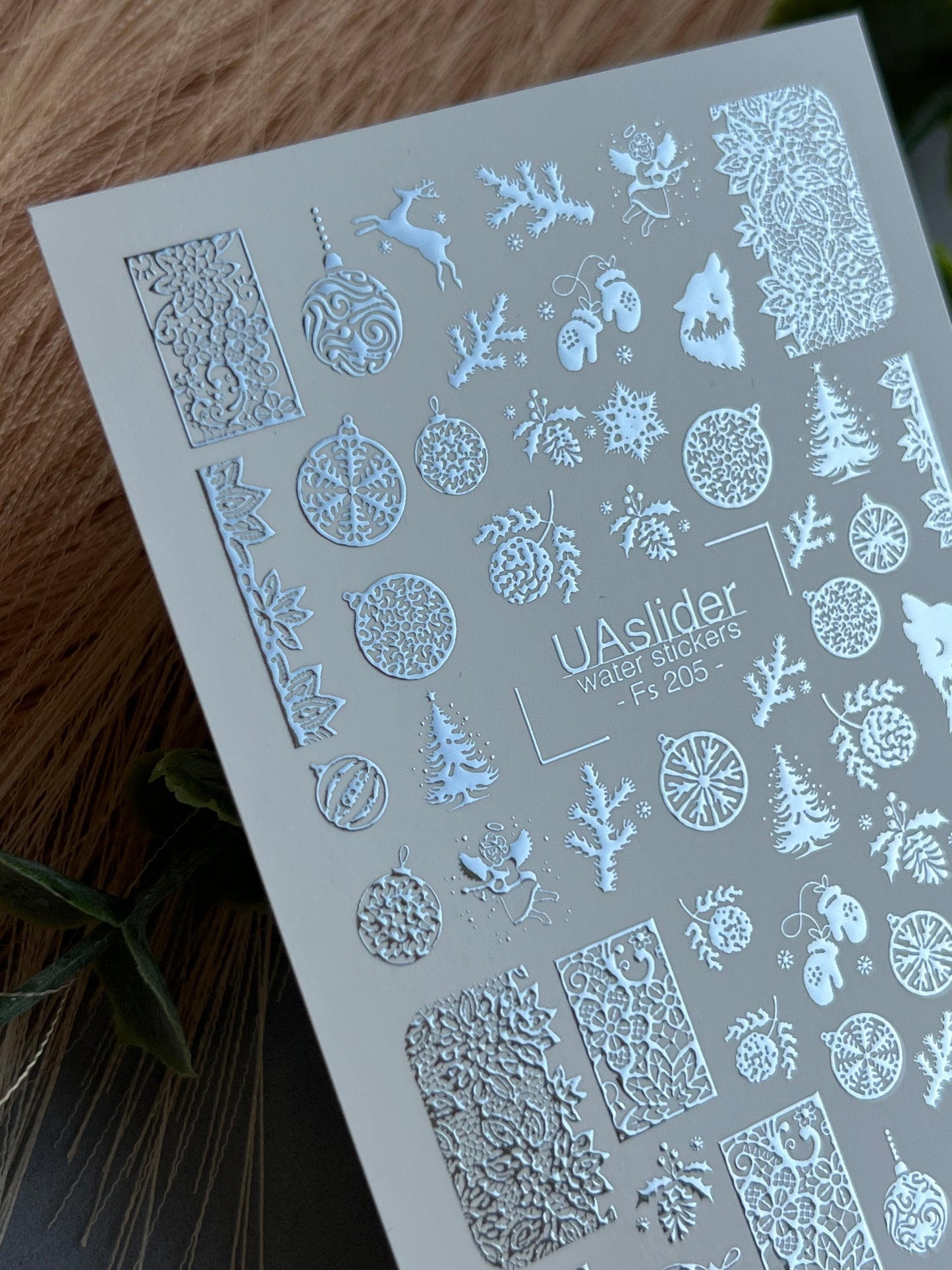 Nail Water Decal Fs-205 | Water Slide Nail Decals Christmas Ornaments | Snowflakes, Trees and Full Cover